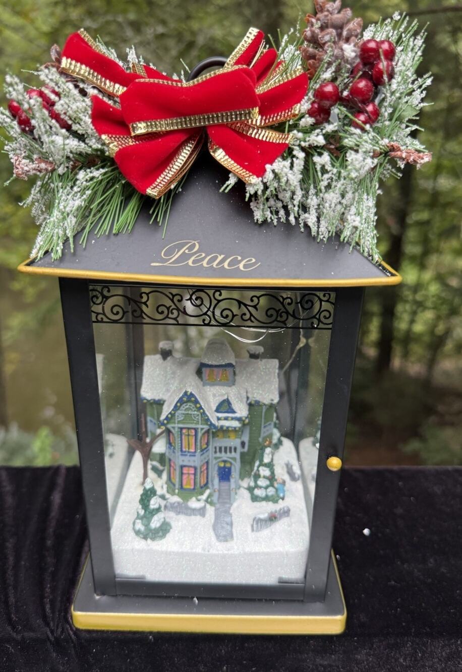 Thomas Kinkade Christmas Lantern Sparkle Of The Season PEACE W/ Box MWT -9
